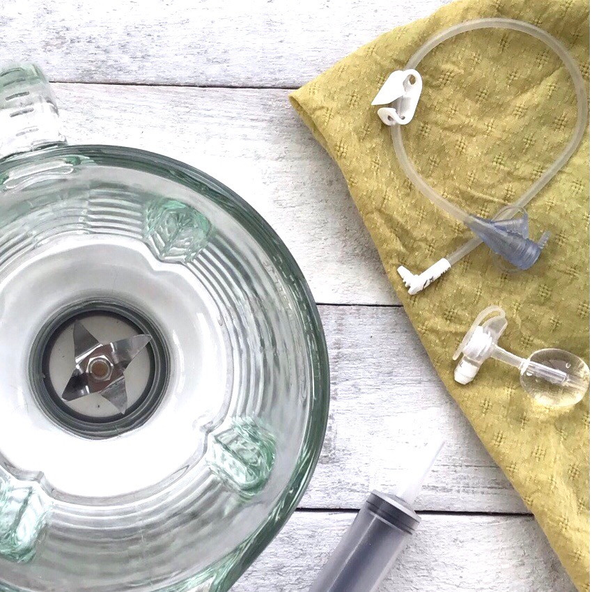 a feeding tube, extension set and blender for blenderized tube feeding