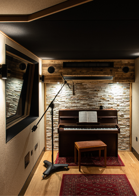 Professional recording space in Studio B at The Hive Rooms, equipped for high-quality audio production.