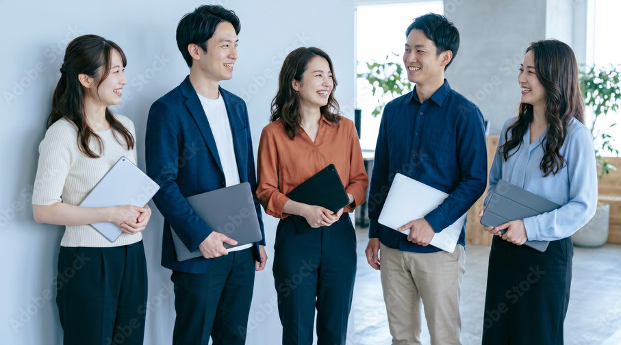 ビジネスの場で話し合いをする人たち