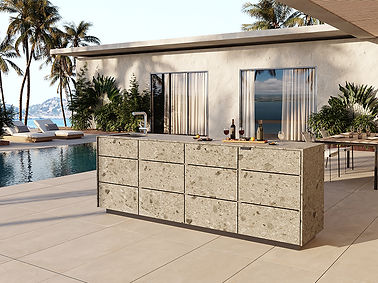 Cubic C3 kuchnia zewnętrzna z kamiennymi frontami