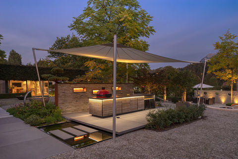 Luxury outdoor BBQ kitchen in London garden using CUBIC C1