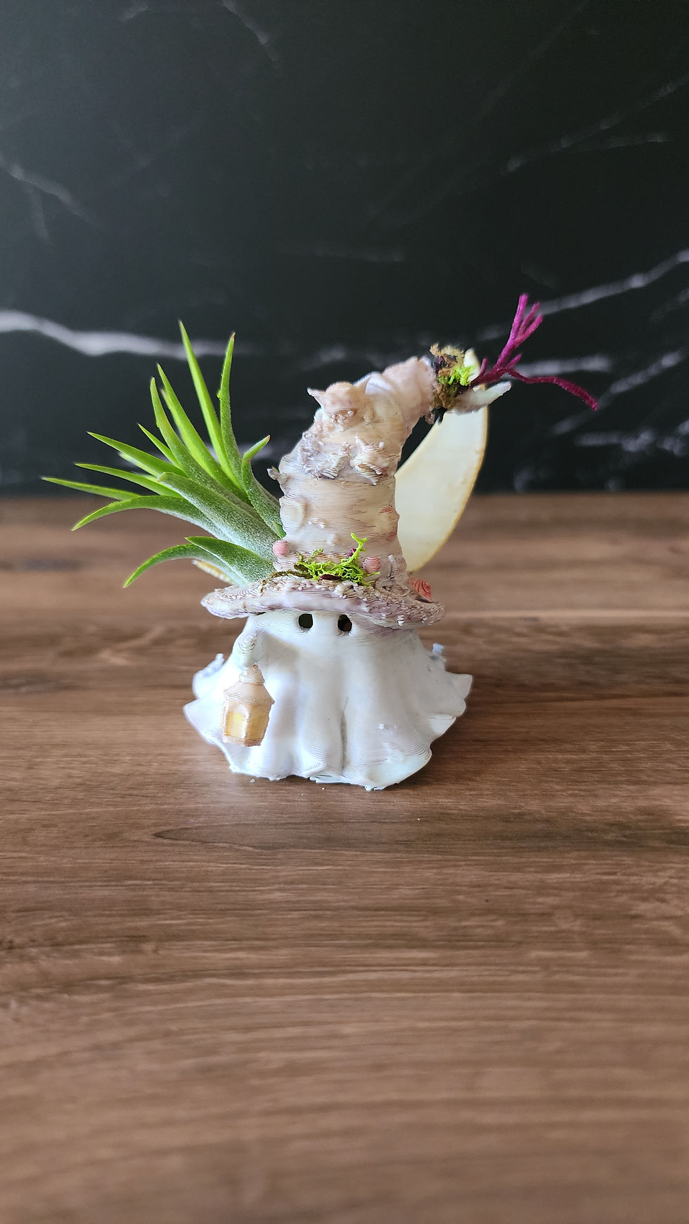 Nettle 002 2.5 inch Bloom Sprite hand-painted with moss, botanicals, grasses and twine details