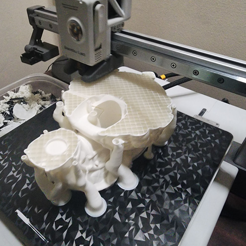 Raw white Chaoslings sculpture after 3D printing, before painting and hand-finishing