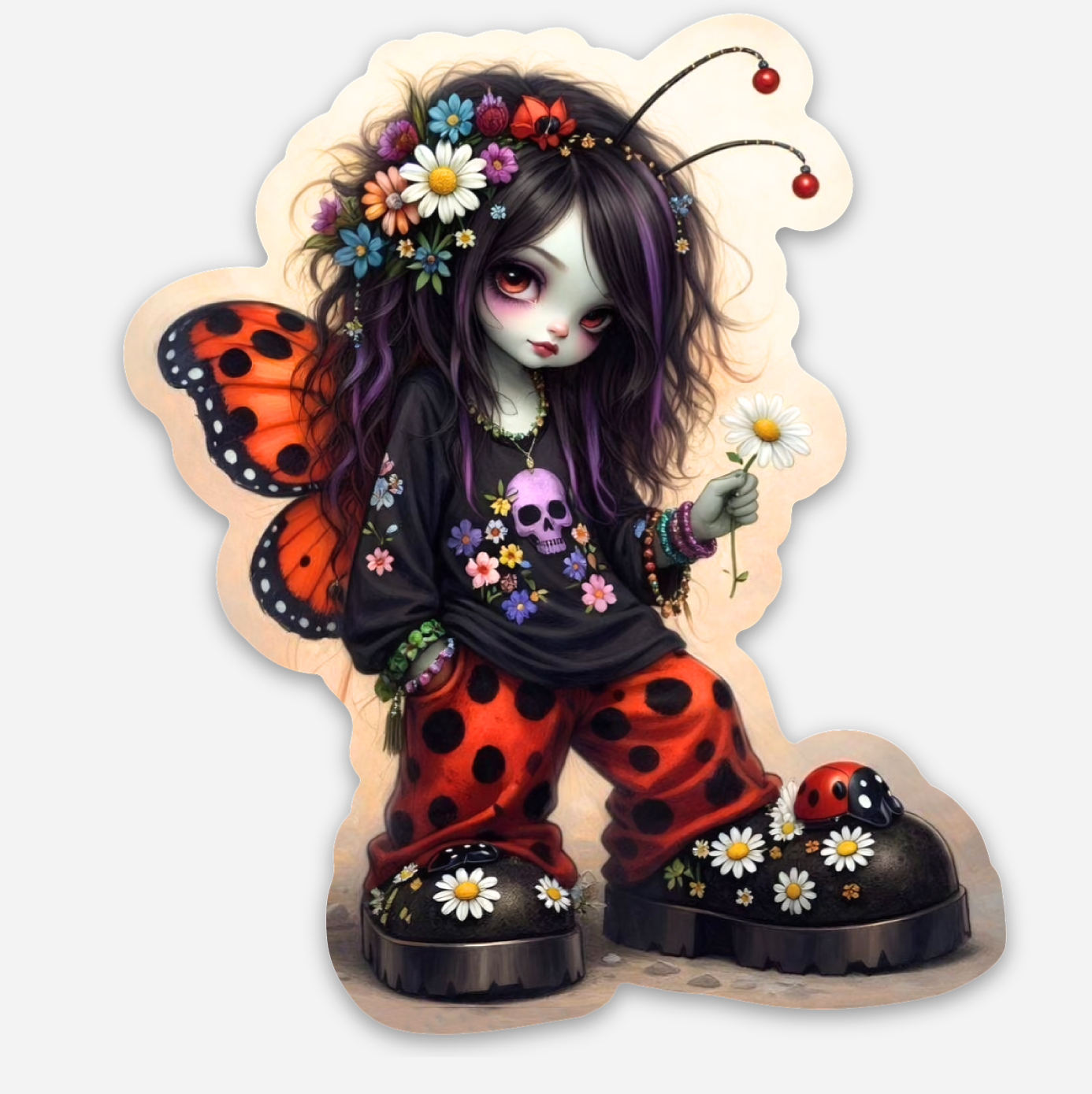 lady rebel ladybug fairy vinyl sticker