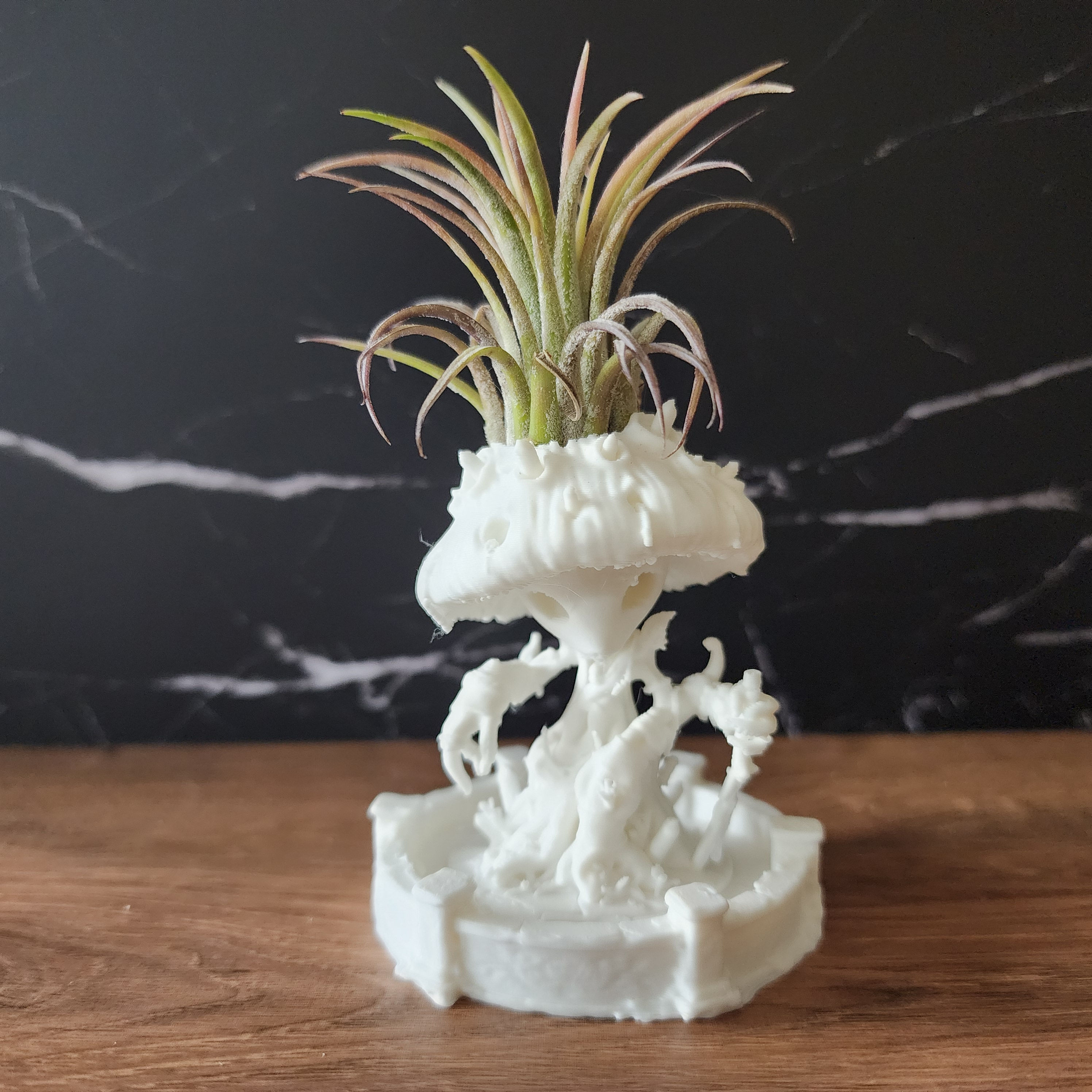 Bracken white Bloom Sentinel with oversized mushroom cap and living air plant