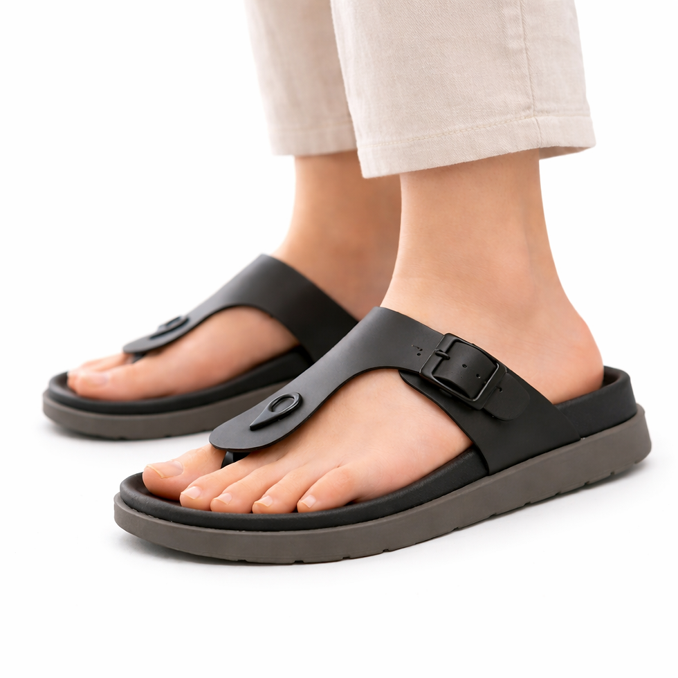 Thumbnail: OFRI Buckle Strap Toe-Post Comfort Slippers