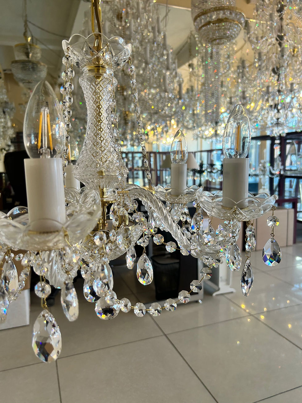 Thumbnail: Radka-5 is a small 5 arm traditional bohemian lead crystal chandelier, for small rooms & standard-height ceilings.