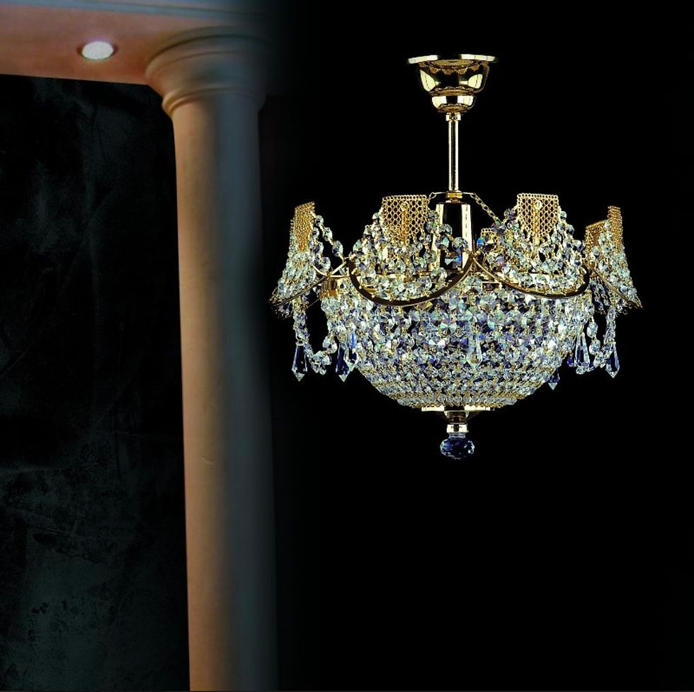 Thumbnail: The Irena crystal basket chandelier showcases a graceful, traditional design, perfect for low or standard ceilings.