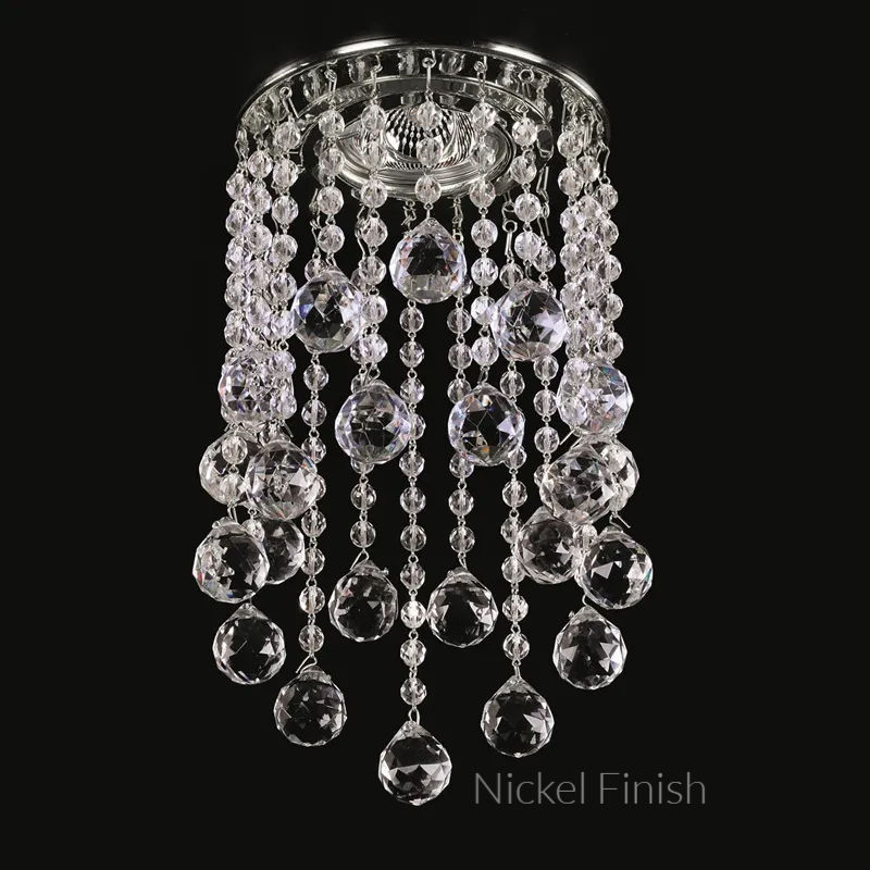 Thumbnail: Bohemian 30% PbO crystal spotlight. Featuring delicate crystal chains and balls. Nickel Finish.