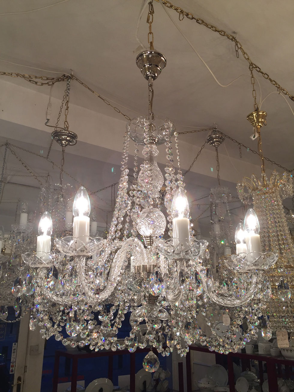 Thumbnail: Andula-8 chandelier. Adorned with exquisite 30%PbO oval bohemian crystals & cascades of crystal chains.