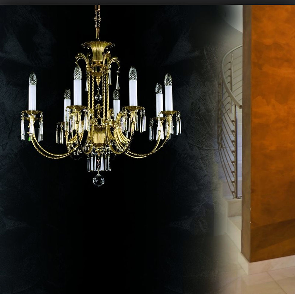 Thumbnail: Celestina is a regal cast-metal chandelier with an ornate frame. Adorned with elegant, high-quality 30% lead hexagon crystals
