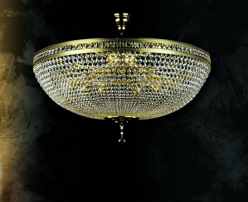 Thumbnail: The Milada large bohemian crystal basket chandelier is the ideal choice for spaces that need a wide, impressive centerpiece.