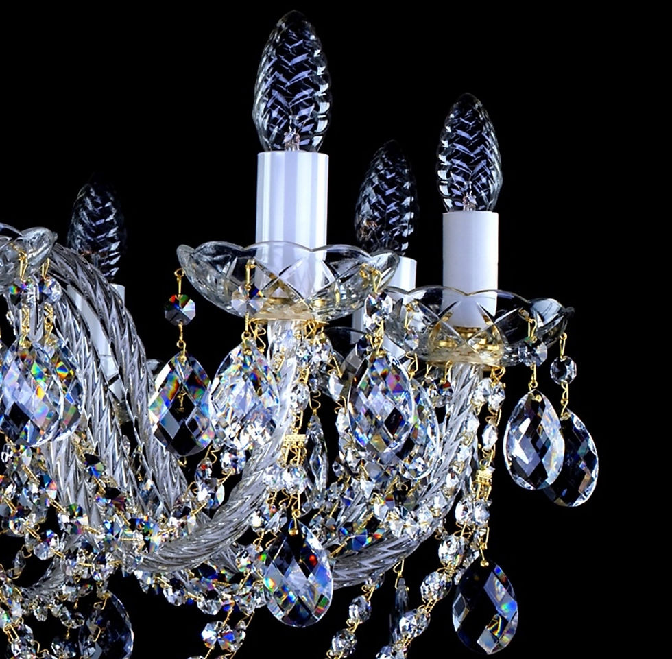 Thumbnail: Bohemian Traditional Chandelier: Crafted with 30% PbO crystal, rope-twist arms, and ornate bobeches. Sparkling lead crystals