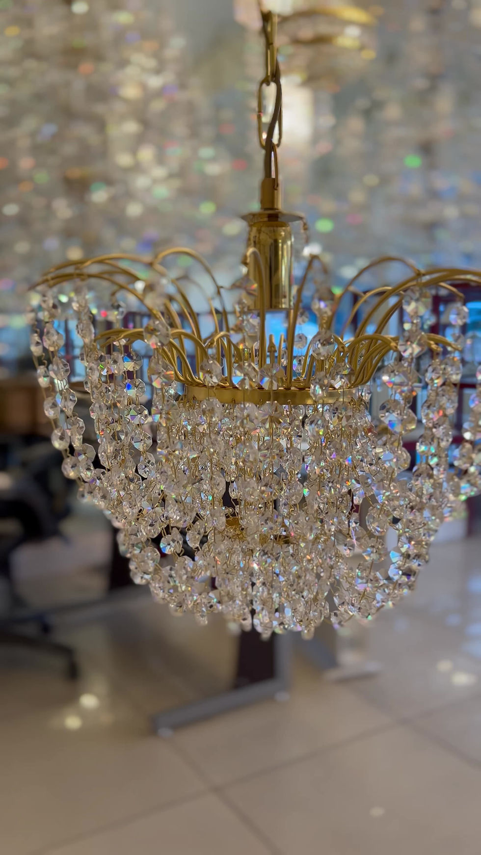 Thumbnail: KV-25: Beautiful and delicate, best-selling, small Bohemian lead crystal basket chandelier. Video