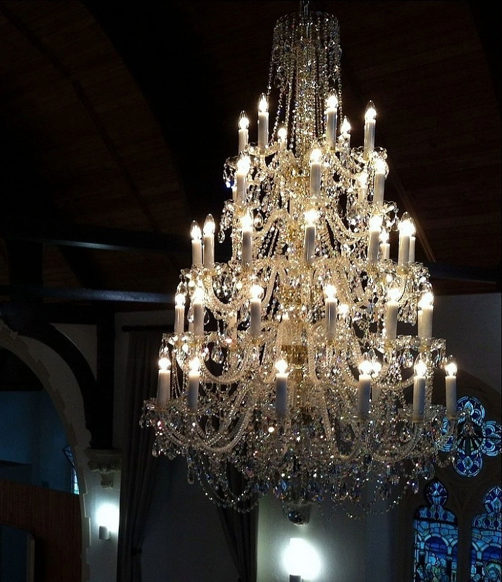 Katarina is a lavish Bohemian chandelier for high ceilings. Adorned with 30% lead crystals. Katarina epitomizes grandeur.