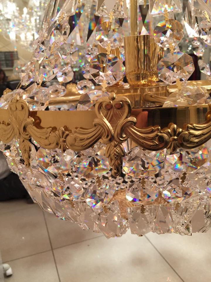 Thumbnail: Vlasta is a stunning drop basket chandelier, elegantly draped with 30% lead crystal chains that enhance its brilliance.