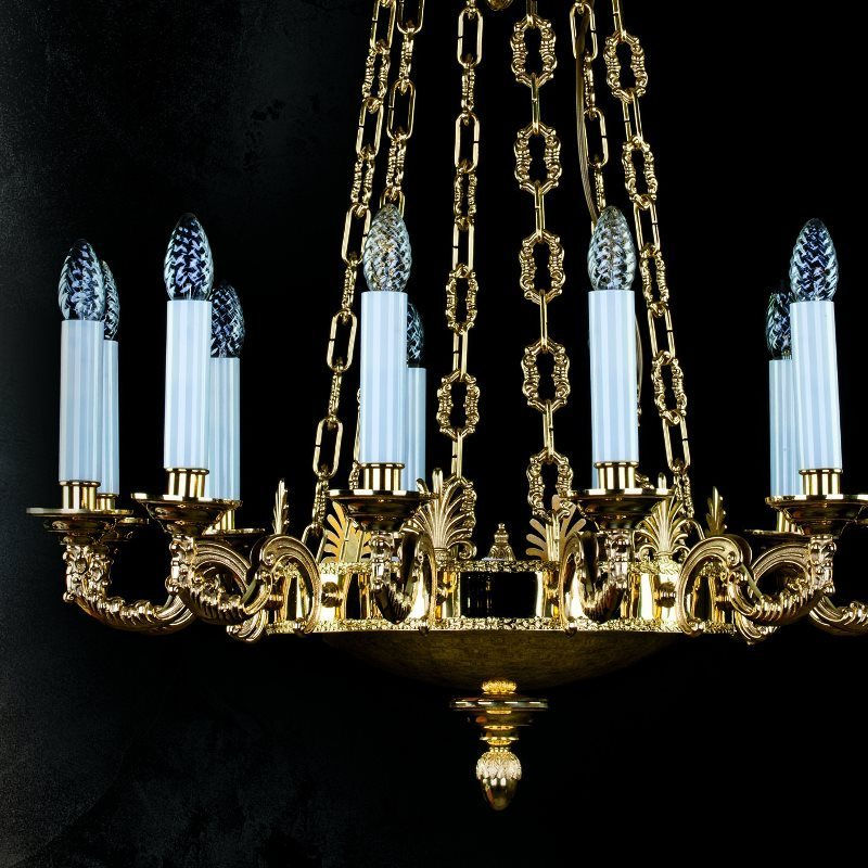 Thumbnail: traditional cast metal chandelier, suitable for high ceilings. Bohemian chandeliers