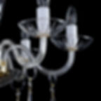 Modern, 30% lead crystal chandelier. Rimmed glass arms, opaque glass candles & rimmed glass bobeches. Bohemian chandeliers.