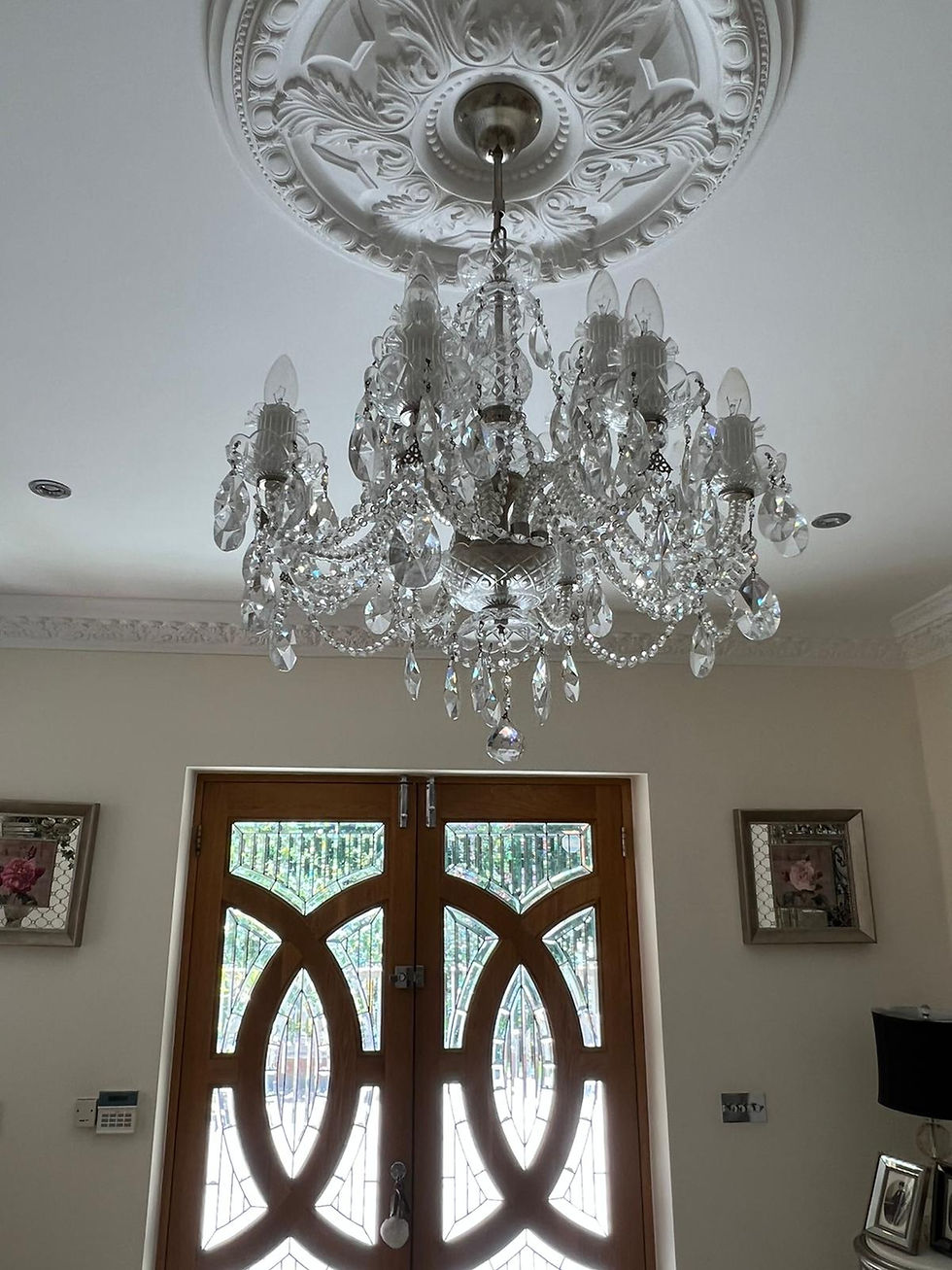 Thumbnail: Katherine-8+4 is an exquisite lead bohemian crystal chandelier adorned with 24% PbO crystal.