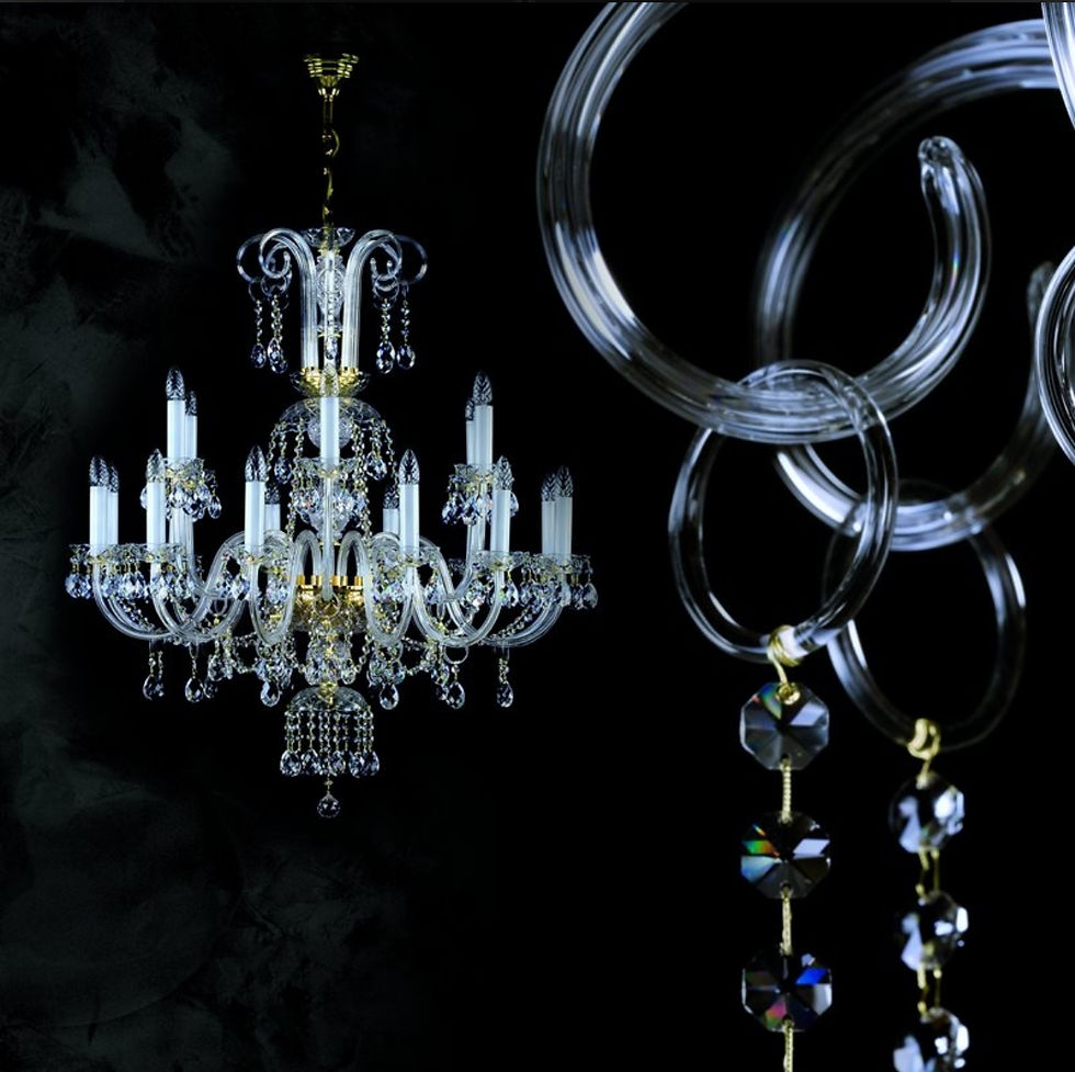 Thumbnail: Roma is a large classical lead crystal chandelier designed for high ceilings, dining rooms, grand rooms, lobbies, and halls.
