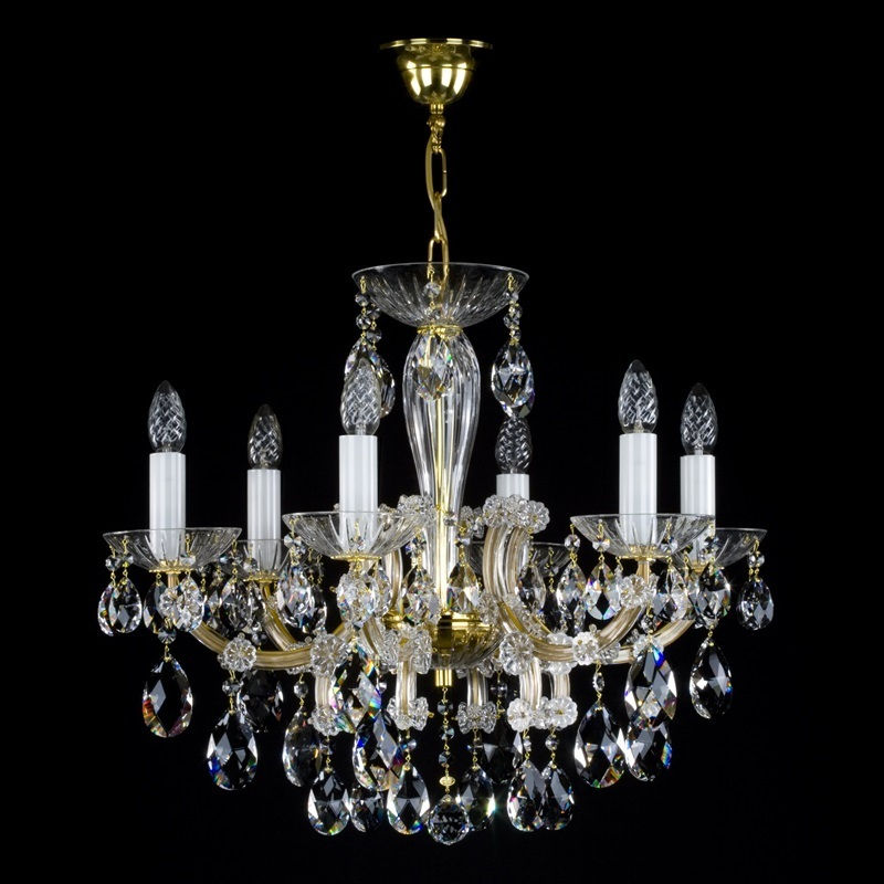 Thumbnail: Maria Theresa chandelier, showcasing dazzling 30% PbO oval crystals that shimmer brilliantly with the light. Gold Finish.