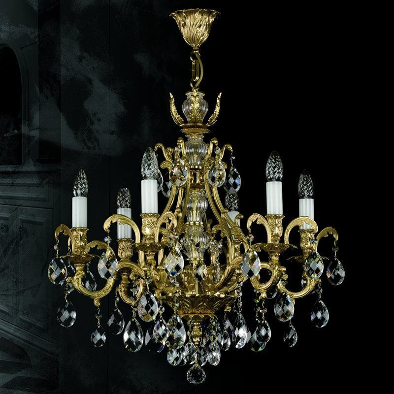 Thumbnail: The Lyra-2, 30% lead crystal chandelier, with an exquisite detailed cast brass frame available in a variety of finishes.