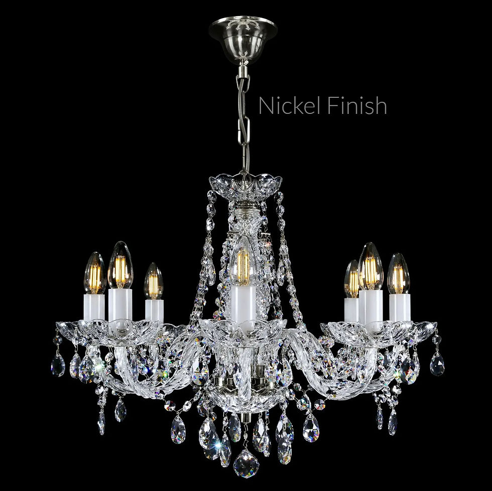 Thumbnail: Magda-8, a timeless bohemian lead crystal chandelier exuding traditional elegance.