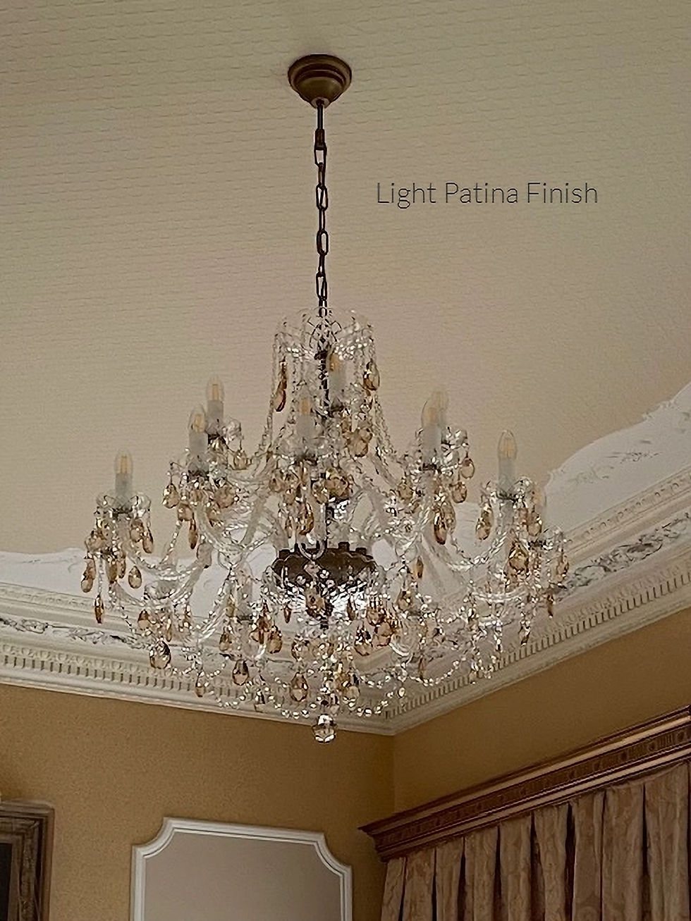 Thumbnail: Andrea-18-8003 is a striking large 30% PbO coloured crystal chandelier, featuring oval-shaped crystals.