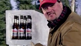 Greg Butauski carving ice in Fairbanks, Alaska for Coors Light commercial