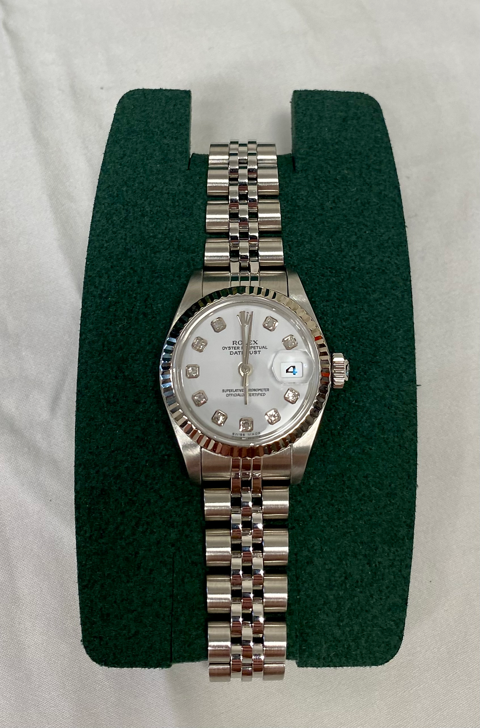 ROLEX Stainless Steel 18k White Gold Diamond 26mm OysterPerpetual Datejust Watch