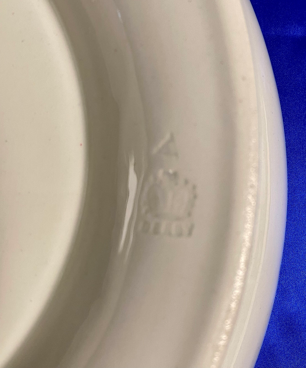 Thumbnail: ROYAL CROWN DERBY ANTIQUE PORCELAIN dinnerware imprinted stamp scalloped pattern 3973 1908 1921 year of creation