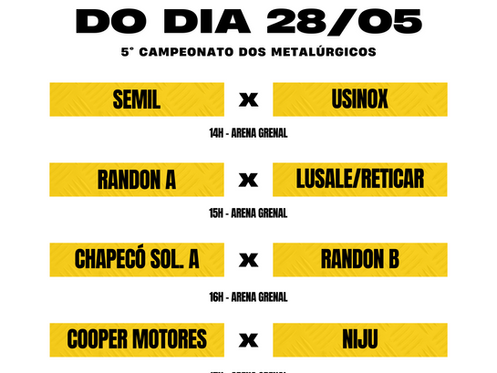 CAMPEONATO DOS METALÚRGICOS RETOMA OS JOGOS NESTE SÁBADO