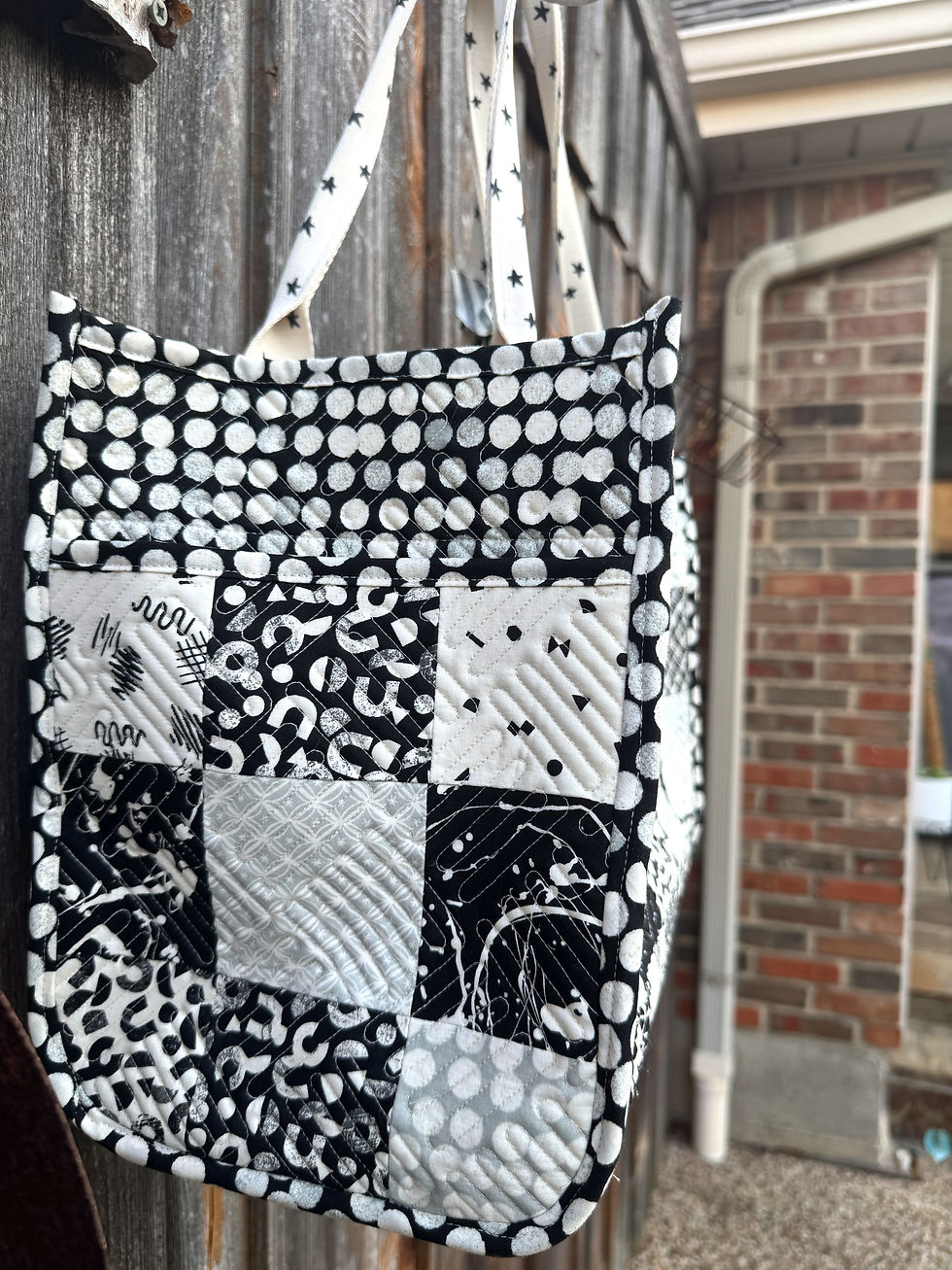 black and white tote bag