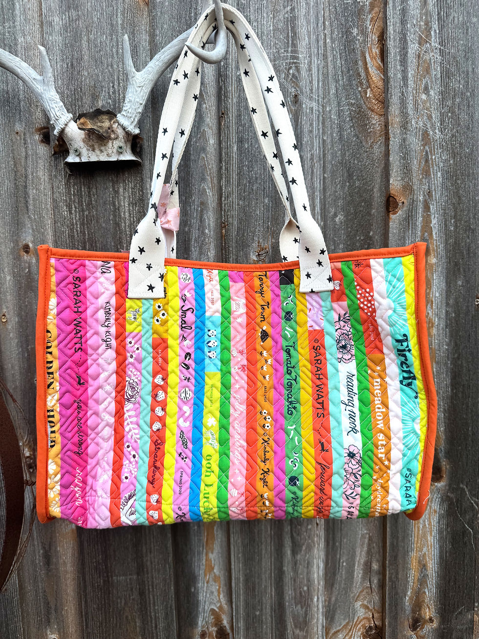 multicolor bag with starry strap