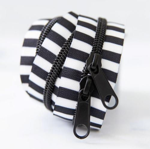 black and white stripe zipper
