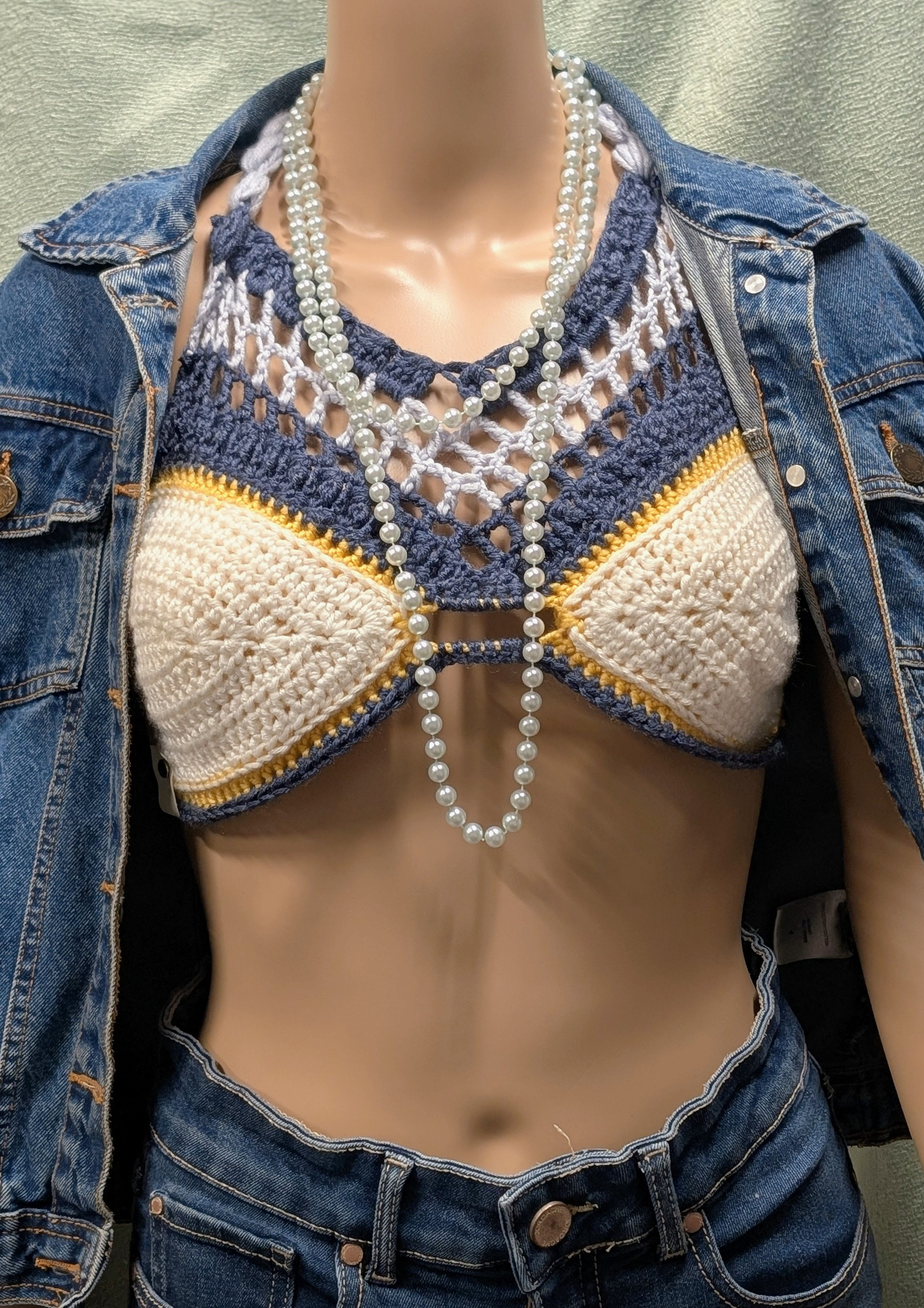 Bralette - Blue/Yellow/White