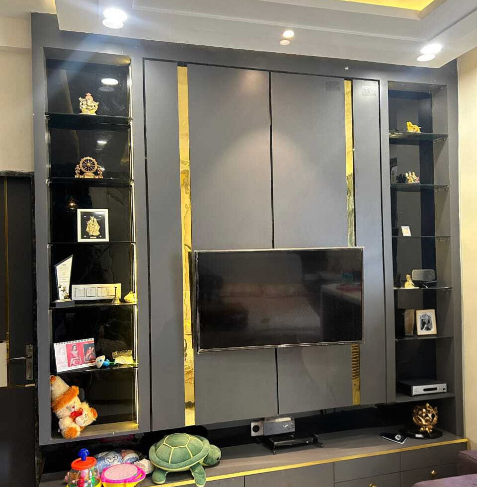 Luxurious TV Unit design by Interior Design in Bhopal By Orange Homes