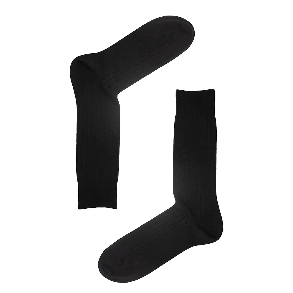 Thumbnail: Black Ribbed Recycled Socks