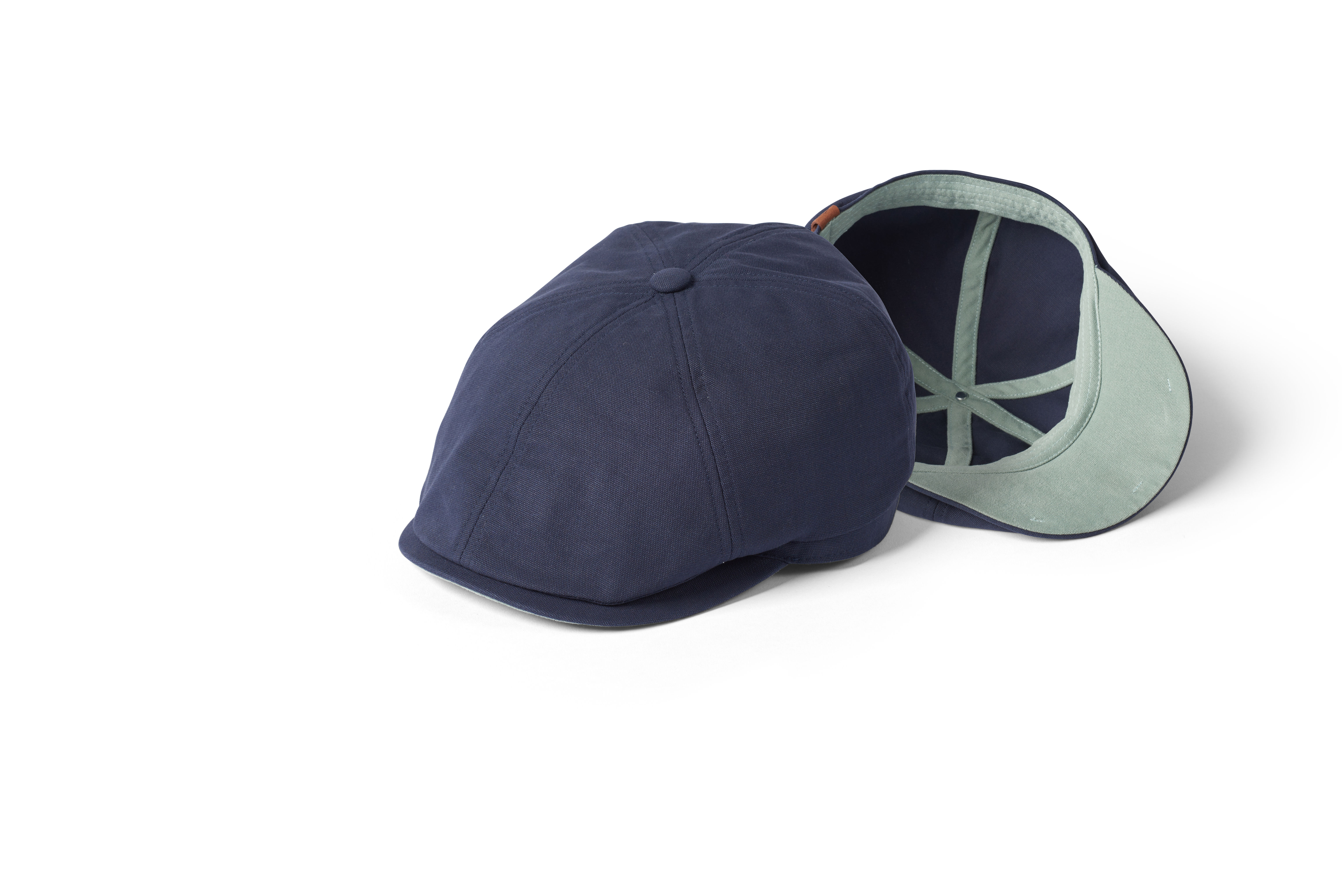 Navy & Mint Canvas 6 Piece Cap