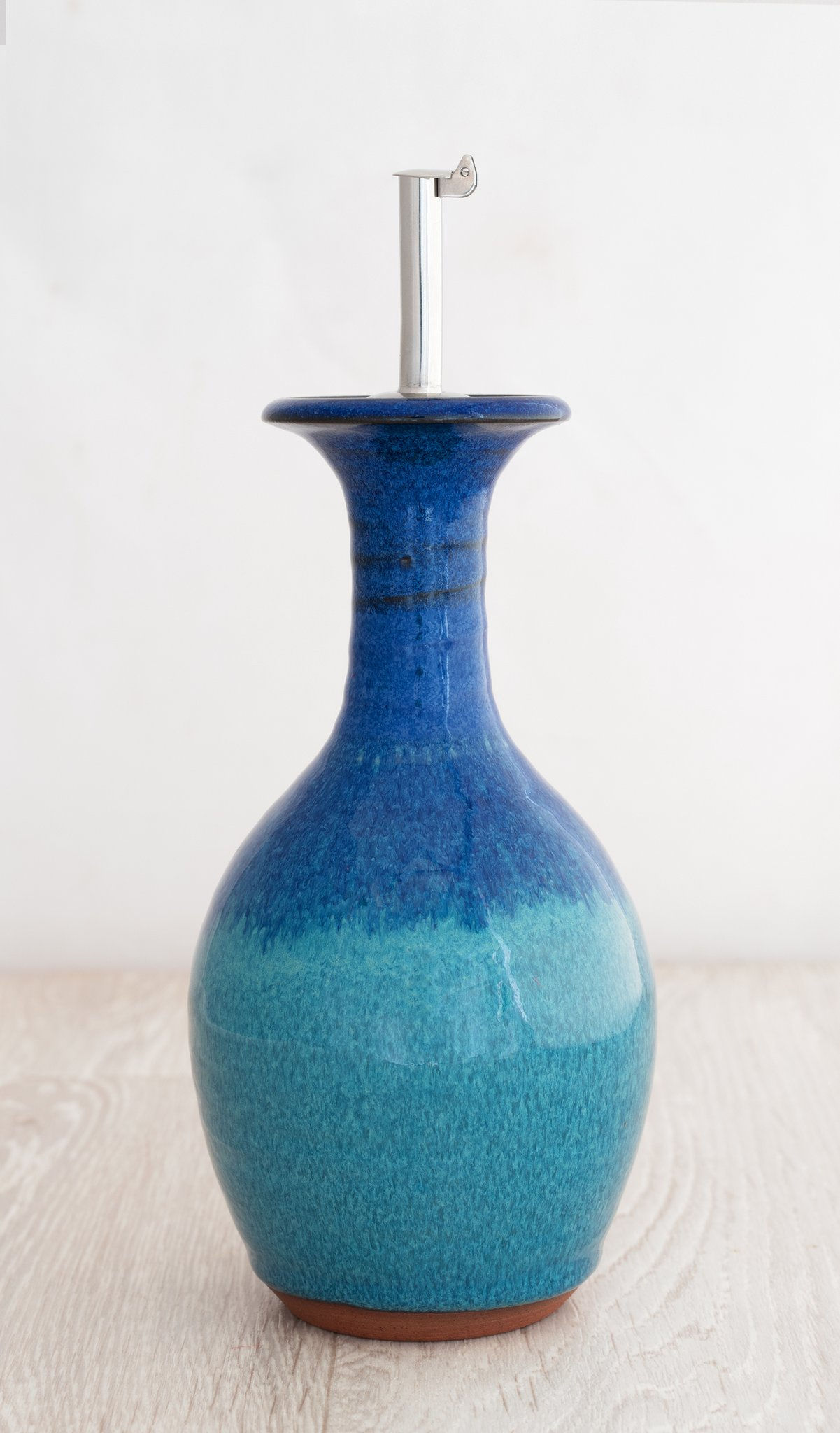 Large Tear Teal Blue Olive Oil Decanter