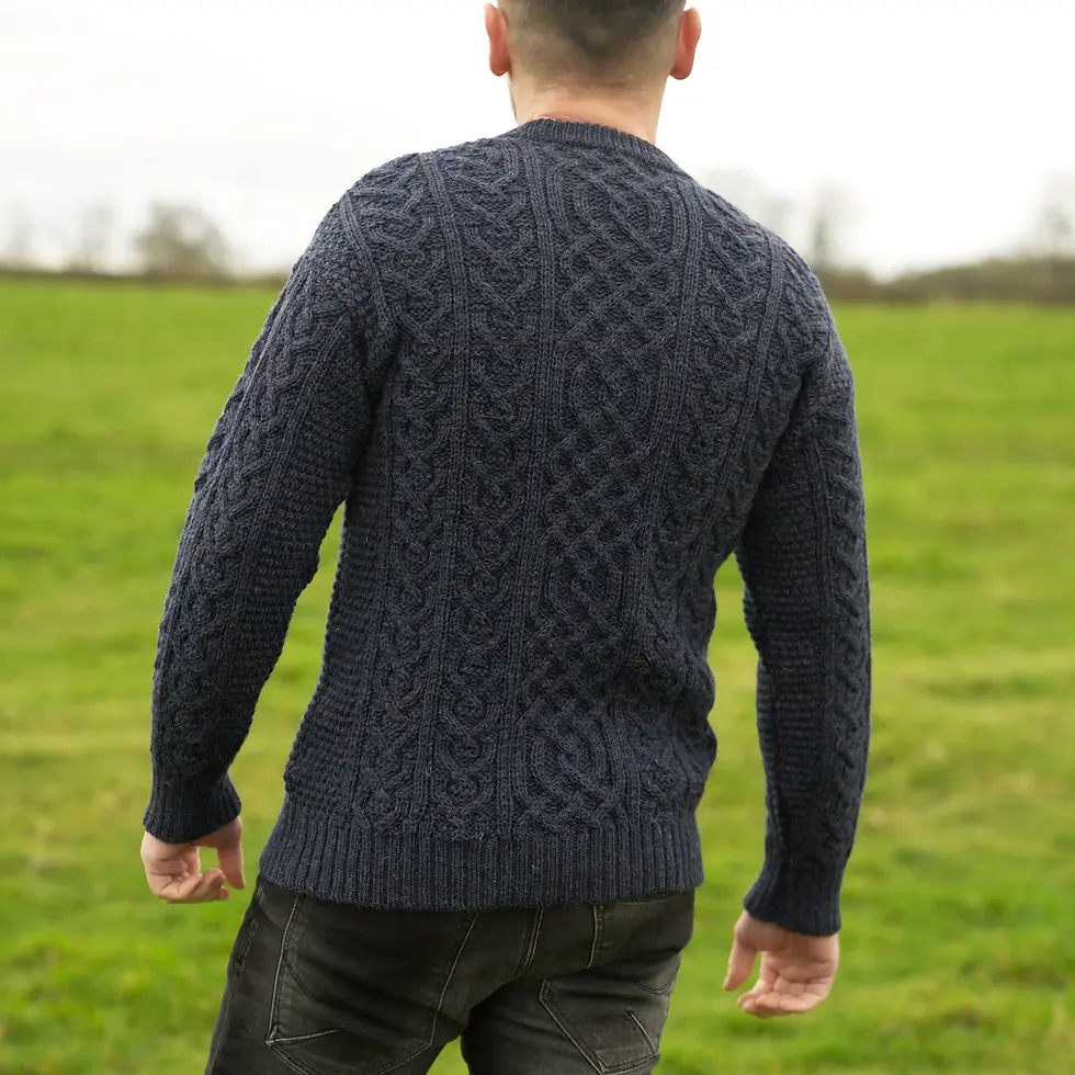 Thumbnail: Navy Aran Pure Wool Jumper