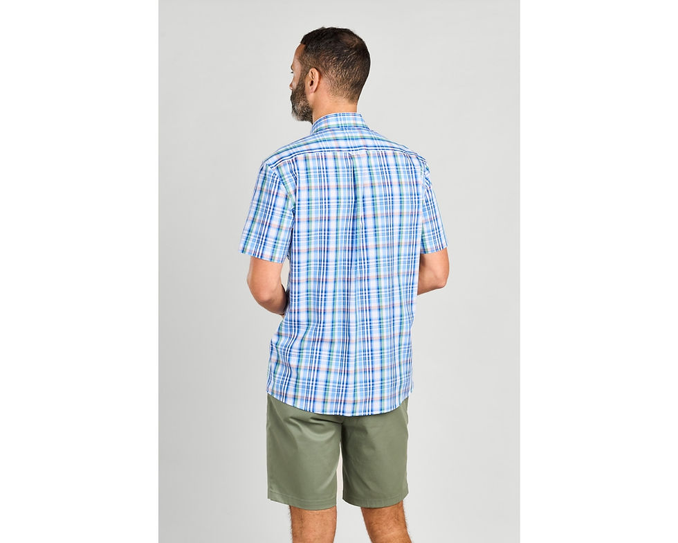 Thumbnail: Blue & Green Check Short Sleeve Shirt