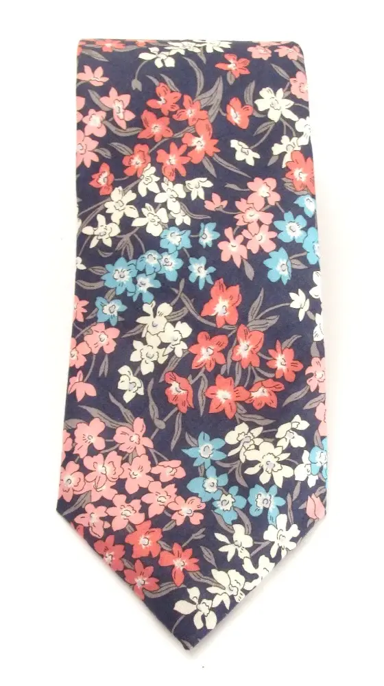 Thumbnail: Sea Blossom Pink Cotton Tie Made with Liberty Fabric