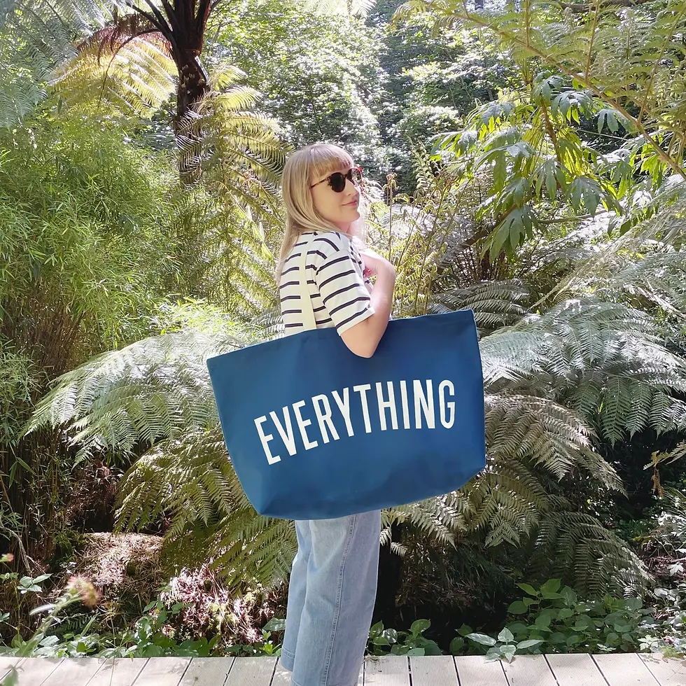 Thumbnail: Ocean Blue 'EVERYTHING' Cotton Canvas Tote Bag