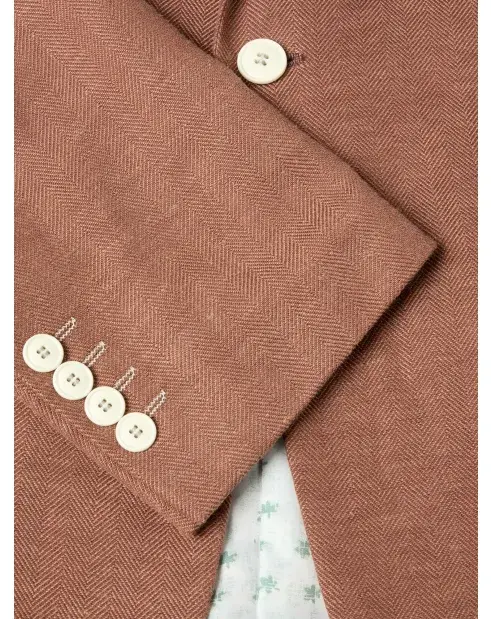 Thumbnail: Burnt Orange Herringbone Linen Mix Jacket