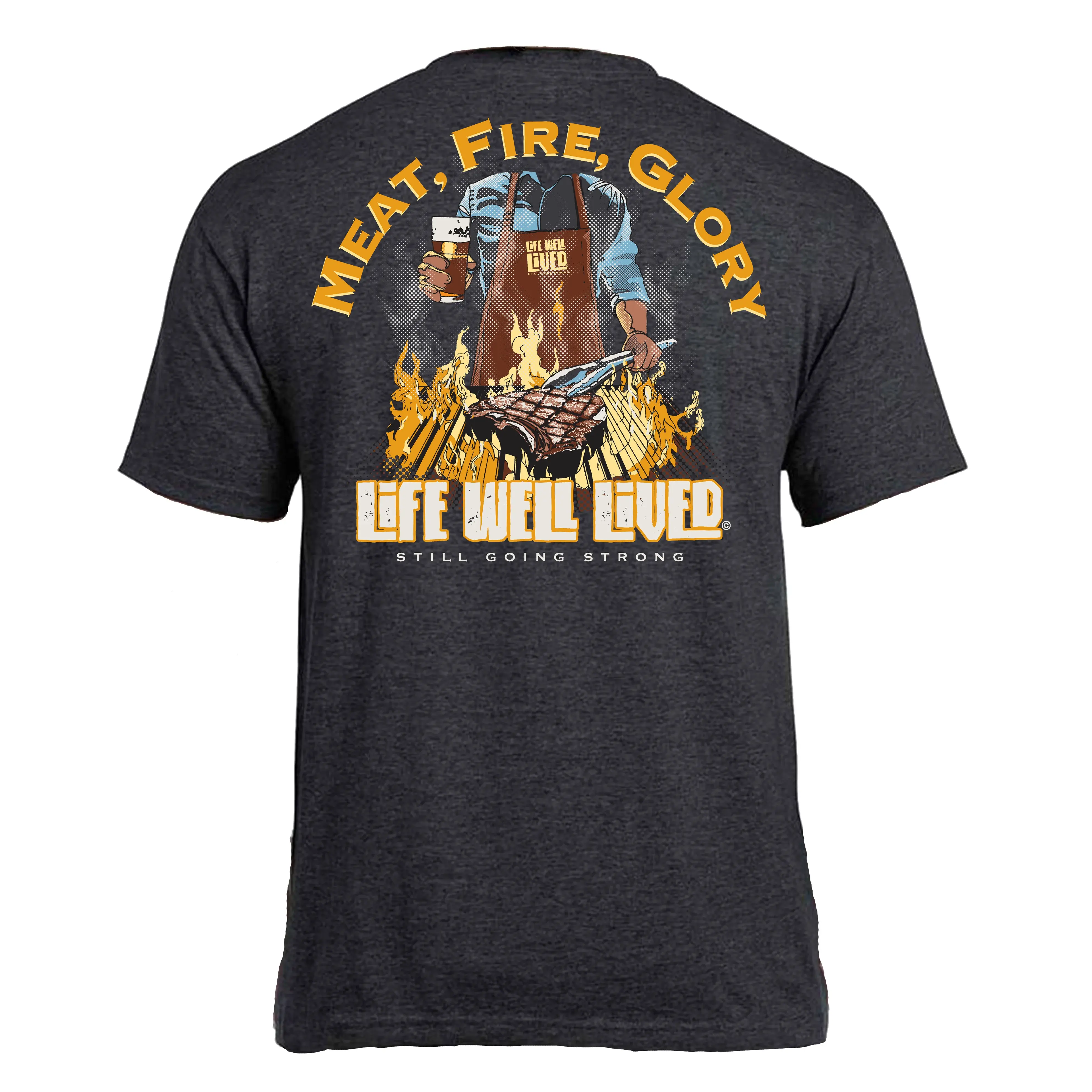 'Meat Fire Glory' Grey Cotton T-Shirt