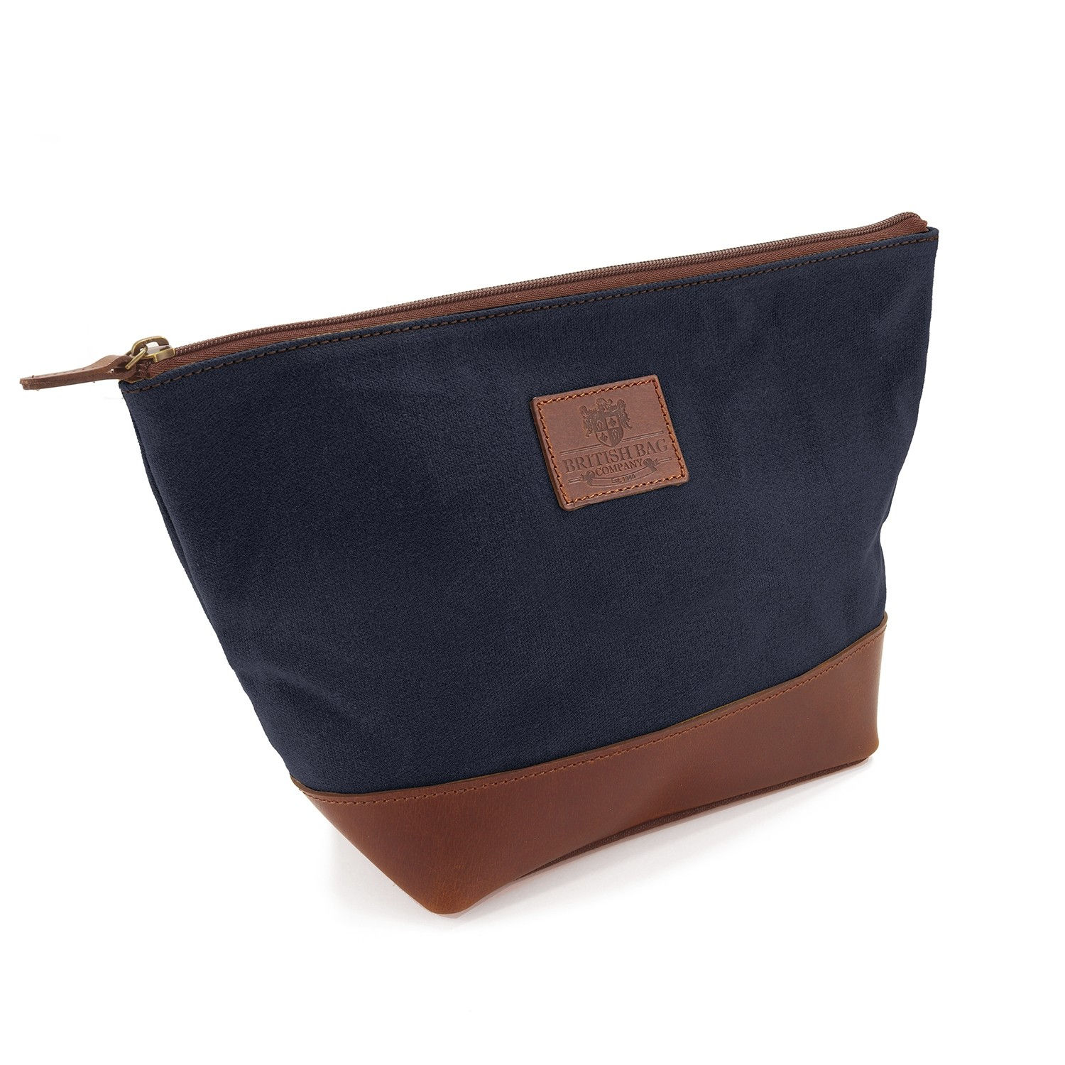 Navy Waxed Canvas Triangular Wash bag