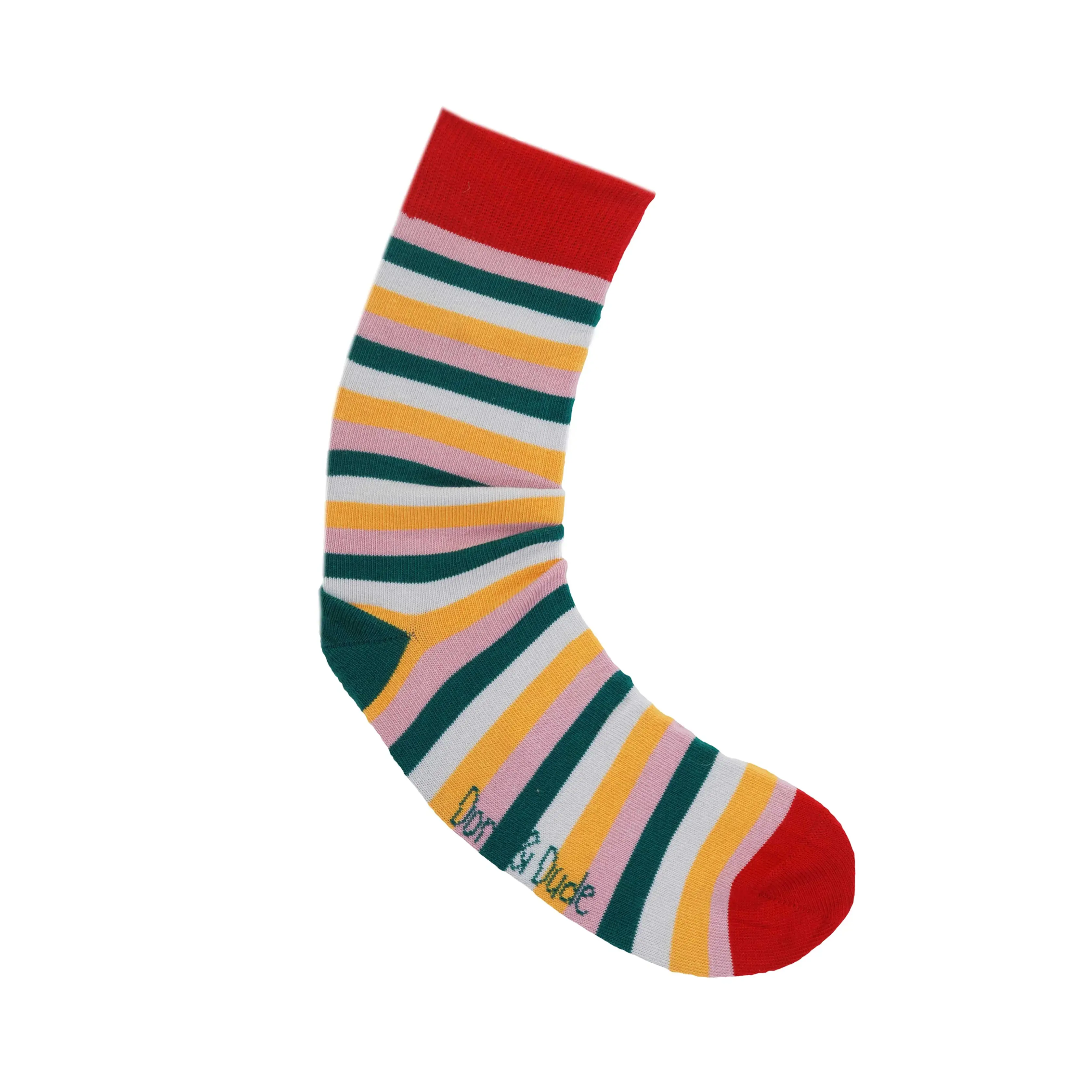 Size 7-11 Teal & Pastel Striped Bamboo Socks