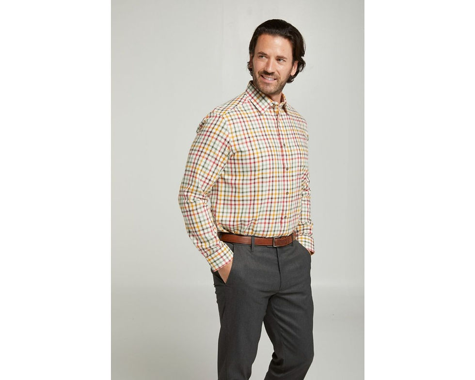 Thumbnail: Gold Tattersall Long Sleeve Shirt