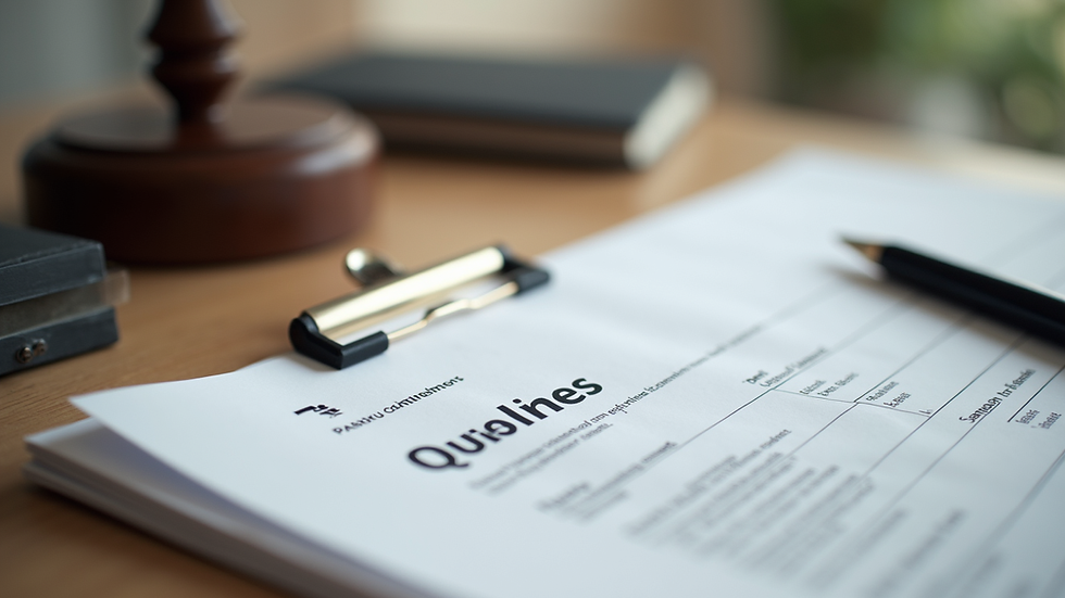 Close-up view of legal documents on a wooden desk